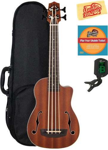 Kala U-Bass-JYMN-FS Journeyman Acoustic-Electric U-Bass Ukulele w/ Hard Case