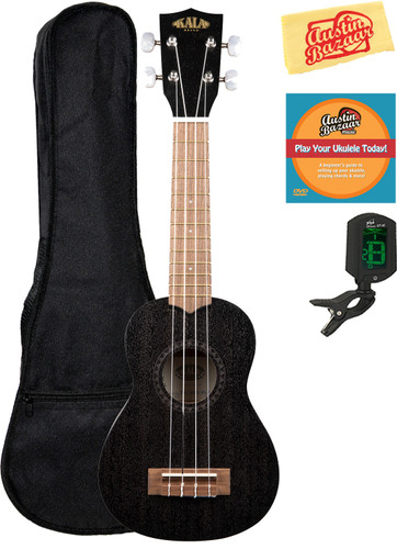 Kala KA-15S-BLK Satin Mahogany Soprano Ukulele - Black w/ Gig Bag