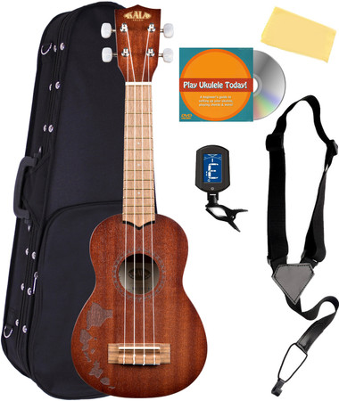 Kala KA-15S-H1 Satin Mahogany Soprano Ukulele - Hawaiian Islands w/ Hard Case
