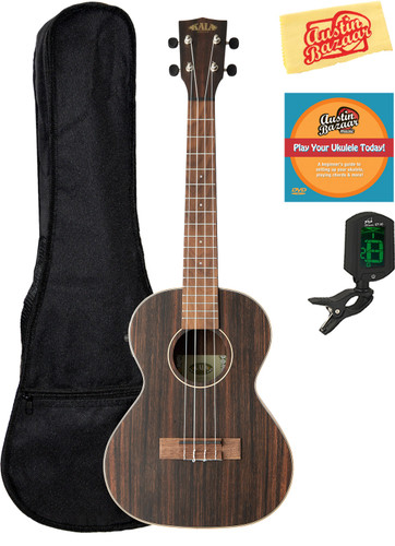 Kala KA-EBY-TE Striped Ebony Tenor Acoustic-Electric Ukulele w/ Gig Bag