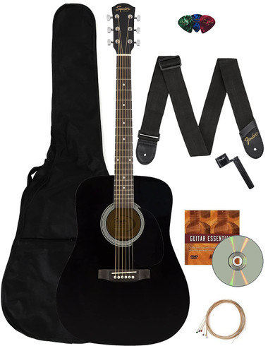 Fender Squier Dreadnought Acoustic Guitar - Black w/ Gig Bag