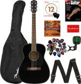 Fender CC-60S Solid Top Concert Acoustic Guitar - Black w/ Gig Bag