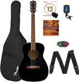 Fender CC-60S Solid Top Concert Acoustic Guitar - Black w/ Gig Bag
