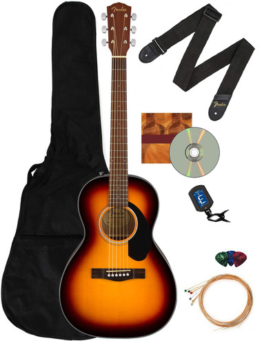 Fender CP-60S Solid Top Parlor Acoustic Guitar - Sunburst w/ Gig Bag