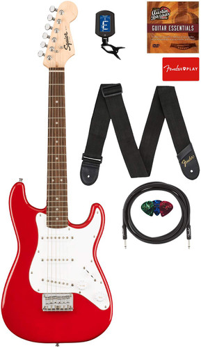 Fender Squier 3/4-Size Kids Mini Strat Electric Guitar - Dakota Red w/ Cable