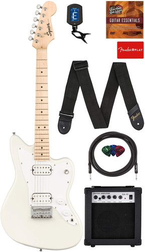 Fender Squier 3/4-Size Mini Jazzmaster - Olympic White w/ Amplifier