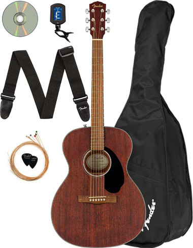 Fender CC-60S Solid Top Concert Acoustic Guitar - All Mahogany w/ Gig Bag