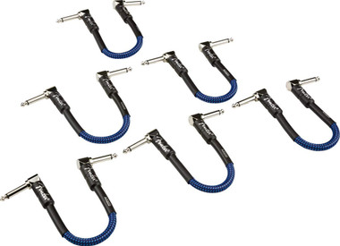 Fender 6-Inch Professional Patch Cable, Angled, Blue Tweed - 6 Pack