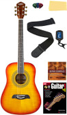 Oscar Schmidt OG5 3/4-Size Kids Acoustic Guitar - Flame Yellow Sunburst w/ Tuner