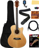 Oscar Schmidt OA10CE Mini Auditorium Acoustic-Electric Guitar - Natural w/ Gig Bag