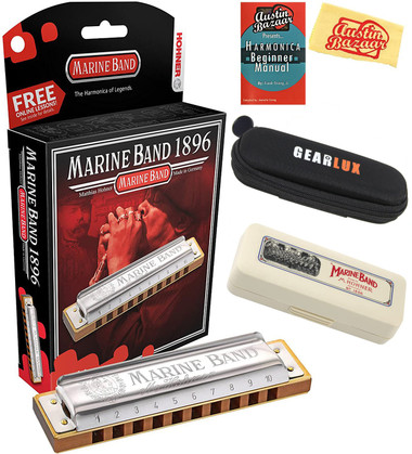 Hohner Marine Band 1896 Harmonica - Key of C w/ Instructional Manual