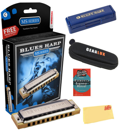Hohner 532 Blues Harp MS Harmonica - Key of C w/ Beginner Manual
