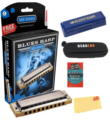 Hohner 532 Blues Harp MS Harmonica - Key of G w/ Beginner Manual