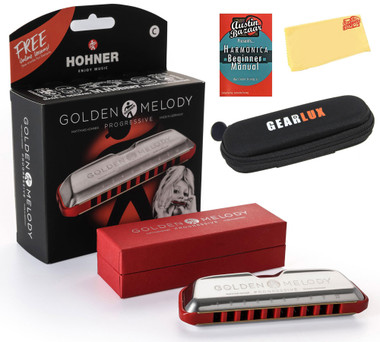 Hohner 544 Golden Melody Harmonica - Key of C w/ Instructional Manual