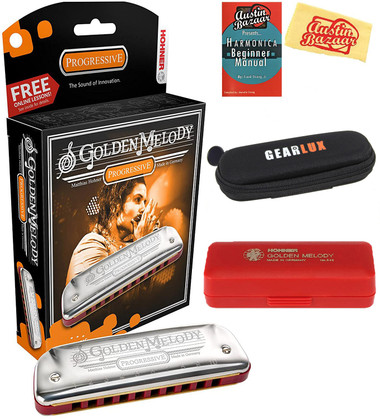 Hohner 544 Golden Melody Harmonica - Key of D w/ Instructional Manual