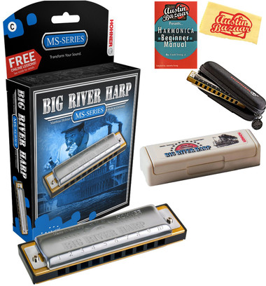 Hohner Big River Harmonica - Key of A w/ Instructional Manual