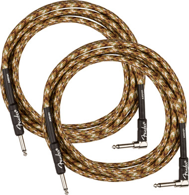 Fender 10-Foot Professional Instrument Cable, Straight-Angled, Desert Camo - 2 Pack