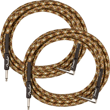 Fender 18.6-Foot Professional Instrument Cable, Straight-Angled, Desert Camo - 2 Pack