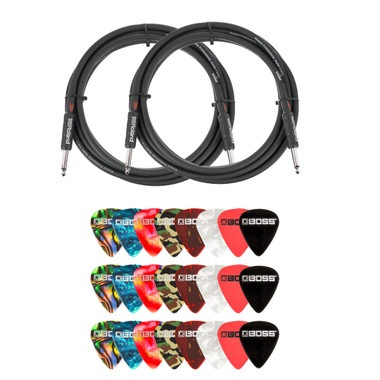 Roland 15-Foot Instrument Cable, Straight-Straight, Black Series - 2 Pack w/ Picks