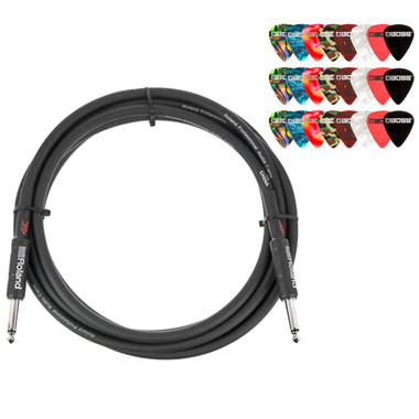 Roland 20-Foot Instrument Cable, Straight-Straight, Black Series - 1 Pack w/ Picks