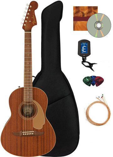 Fender Sonoran Mini Dreadnought Acoustic Guitar - All Mahogany w/ Gig Bag