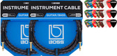 Boss BIC-25 25-Foot Instrument Cable, Straight-Straight - 2 Pack w/ Picks
