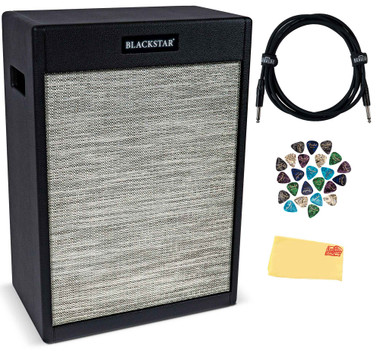 Blackstar St. James 2x12-Inch Vertical Guitar Amplifier Cabinet - Black w/ Instrument Cable