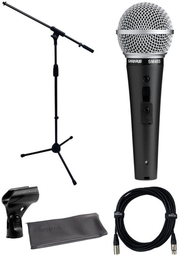 Shure SM48 Cardioid Dynamic Vocal Microphone w/ Boom Stand