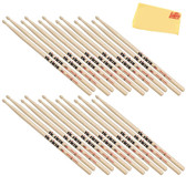 Vic Firth American Classic 5B Wood-Tipped Drumsticks - 12 Pack w/ Polishing Cloth