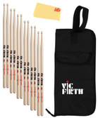 Vic Firth American Classic 7A Hickory Drumsticks - 6 Pack w/ Stick Bag