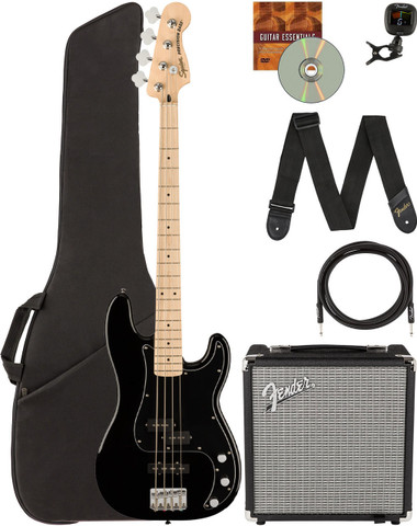 Fender Squier Affinity Precison Bass PJ - Black w/ Rumble 15 Amplifier