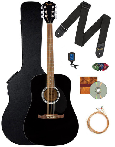 Fender FA-125 Dreadnought Acoustic Guitar - Black w/ Hard Case