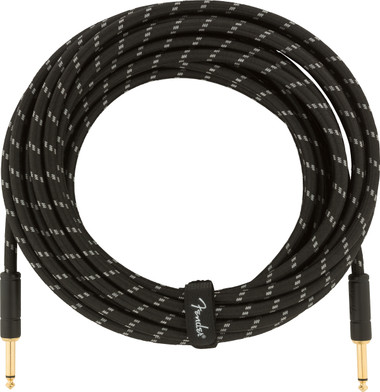 Fender 25-Foot Deluxe Instrument Cable, Straight-Straight, Black Tweed - 1 Pack