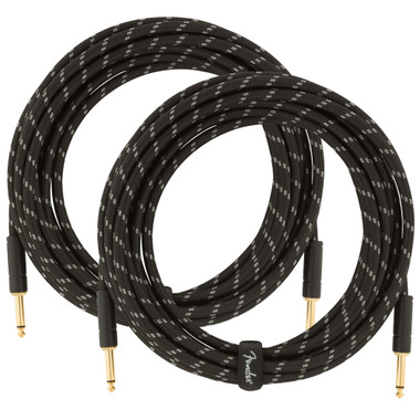 Fender 18.6-Foot Deluxe Instrument Cable, Straight-Straight, Black Tweed - 2 Pack