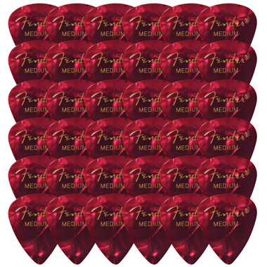 Fender Premium Celluloid 351 Shape Picks, Medium, Red Moto - 36 Pack