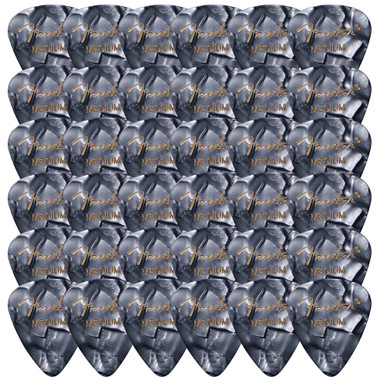 Fender Premium Celluloid 351 Shape Picks, Medium, Black Moto - 36 Pack