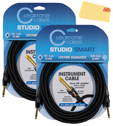 Cleartone 15-Foot Studio Smart Instrument Cable, Straight-Straight, 22 AWG - 2 Pack