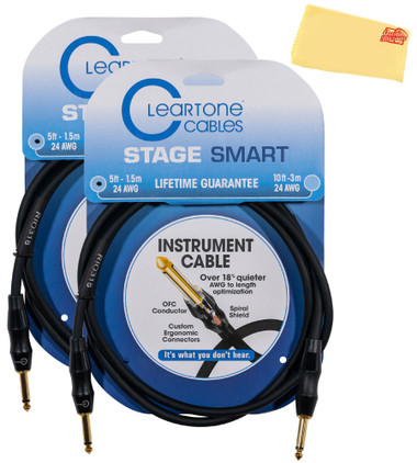 Cleartone 5-Foot Stage Smart Instrument Cable, Straight-Straight, 24 AWG - 2 Pack