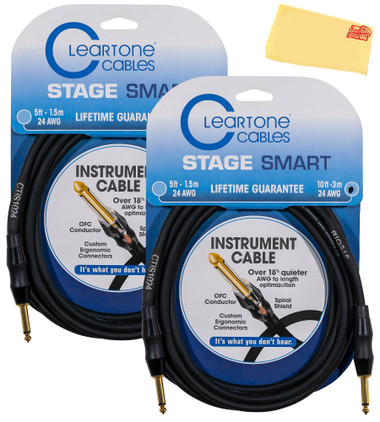 Cleartone 10-Foot Stage Smart Instrument Cable, Straight-Straight, 24 AWG - 2 Pack