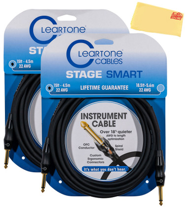 Cleartone 15-Foot Stage Smart Instrument Cable, Straight-Straight, 22 AWG - 2 Pack
