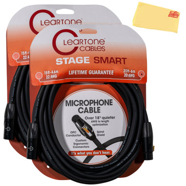 Cleartone 20-Foot Stage Smart Microphone Cable, 20 AWG - 2 Pack
