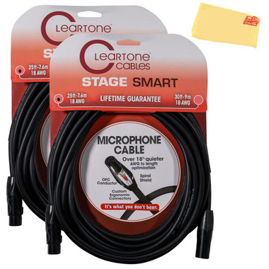 Cleartone 25-Foot Stage Smart Microphone Cable, 18 AWG - 2 Pack