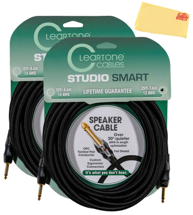 Cleartone 25-Foot Studio Smart Speaker Cable, 12 AWG - 2 Pack