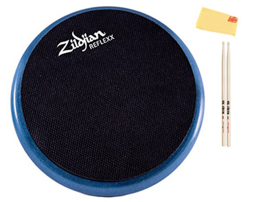 Zildjian 6-Inch Reflexx Dual-Sided Conditioning Practice Pad - Blue w/ Drumsticks