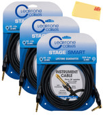 Cleartone 15-Foot Stage Smart Instrument Cable, Straight-Angled, 22 AWG - 3 Pack