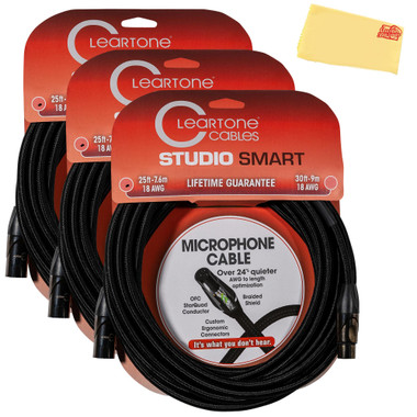 Cleartone 25-Foot Studio Smart Microphone Cable, 18 AWG - 3 Pack