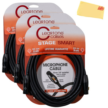 Cleartone 20-Foot Stage Smart Microphone Cable, 20 AWG - 3 Pack