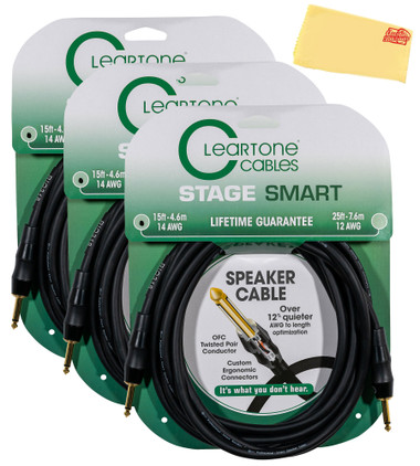 Cleartone 15-Foot Stage Smart Speaker Cable, 14 AWG - 3 Pack