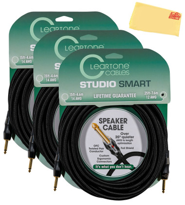 Cleartone 25-Foot Studio Smart Speaker Cable, 12 AWG - 3 Pack