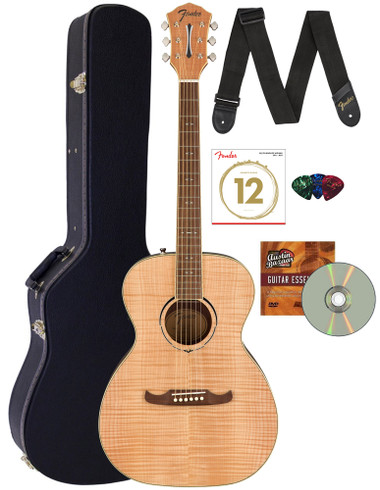 Fender FA-235E Flame Maple Top Concert Acoustic-Electric Guitar - Natural w/ Hard Case